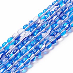 Dodger Blue Synthetic Moonstone Beads Strands, Round, Dodger Blue, 6mm, Hole: 0.8mm, about 63pcs/strand, 14.57''~15.55''(37~39.5cm)