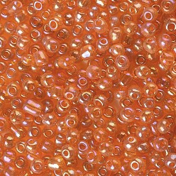 Gold Round Glass Seed Beads, Transparent Colours Rainbow, Round, Gold, 2mm