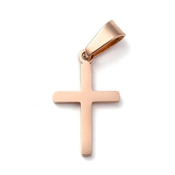 Oro Rosa 304 colgantes de acero inoxidable, para la fabricación de la joyería, cruzar, oro rosa, 20.5x12.5x1.2 mm, agujero: 3.5x7 mm