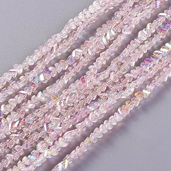 Pink Abalorios de vidrio electrochapa, color de ab chapado, triángulo, rosa, 2.2~3x3~4.7x2~3 mm, agujero: 0.7 mm, sobre 171~181 unidades / cadena, 12.4 pulgada ~ 14.84 pulgada (31.5~37.7 cm)