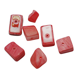 Light Coral Natural Freshwater Shell Chips Beads, Shell Shards, Dyed, Light Coral, 8~17x5~7x4~6mm, Hole: 1mm, about 640pcs/500g