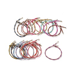 Mixed Color Couple Wave Pattern Nylon Round Cord Silder Bracelet with Brass Clasp for Women, Cadmium Free & Lead Free, Mixed Color, Inner Diameter: 2-1/2inch(6.25~6.3cm) 