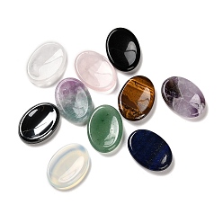 Mixed Stone Natural & Synthetic Mixed Gemstone Oval Worry Stone, Anxiety Healing Crystal Thumb Stone, 34~35x24~25x6~7mm