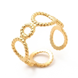 Chapado en Oro Real 18K Chapado en iones (ip) 304 anillo de puño abierto con envoltura circular de acero inoxidable para mujer, real 18 k chapado en oro, tamaño de EE. UU. 7 1/4 (17.5 mm)