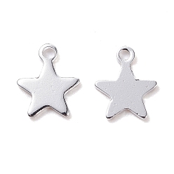 Silver 304 Stainless Steel Charms, Star, Silver, 10x8x0.8mm, Hole: 1.2mm