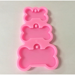 Hot Pink Bone Shape DIY Pendant Silicone Molds, for Keychain Making, Resin Casting Molds, For UV Resin, Epoxy Resin Jewelry Making, Hot Pink, 116x67x10mm, Inner Diameter: 21x30mm, 42x27mm, 34x52mm