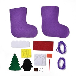 Penguin DIY Non-woven Fabric Christmas Sock Kits, including Fabric, Needle, Cord, Penguin