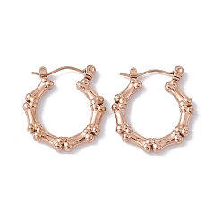 Rose Gold Ion Plating(IP) 304 Stainless Steel Dog Bone Wrap Hoop Earrings for Women, Rose Gold, 23x21x3mm, Pin: 0.6mm