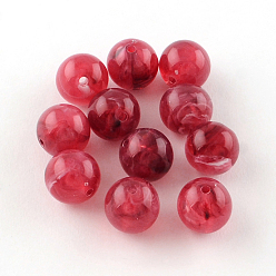 Cerise Pierres gemmes d'imitation acrylique, ronde, cerise, 10mm, trou: 2 mm, environ 925 pcs / 500 g