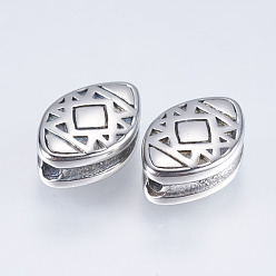 Antique Silver 304 Stainless Steel Beads, Horse Eye with Rhombus, Antique Silver, 12.5x8x4.5mm, Hole: 2mm