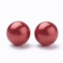 Rouge Perles d'imitation en plastique écologique, haut lustre, Grade a, ronde, rouge, 40mm, Trou: 3.8mm