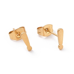 Золотой 304 серьги-гвоздики из нержавеющей стали с восклицательным знаком для женщин и мужчин, золотые, 8x2 мм, штифты : 0.7 мм