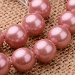 Roja India Grado redonda pulida una concha perla hebras de perlas, piel roja, 6 mm, agujero: 1 mm, sobre 64 unidades / cadena, 15.7 pulgada
