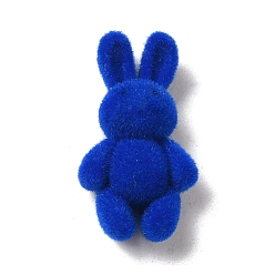 Azul Medio Cabujones acrílicos flocados de dibujos animados, conejo, azul medio, 26x13.5x9 mm