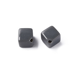 Gray Opaque Acrylic Beads, Cube, Gray, 13x14.5x14.5mm, Hole: 2mm, about 530pcs/500g