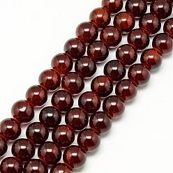 Coconut Brown Baking Painted Crackle Glass Bead Strands, Round, Coconut Brown, 6mm, Hole: 1.3~1.6mm, about 133pcs/strand, 31.4 inch