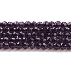 Indigo Chapelets de perles en verre transparentes  , ronde à facettes, indigo, 2x2mm, Trou: 0.6mm, Environ 184 pcs/chapelet, 14.49'' (36.8 cm)