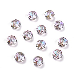 Pourpre Verre imitation perles de cristal autrichien, de couleur plaquée ab , facette, plat rond, pourpre, 8x5.5mm, Trou: 1.5mm