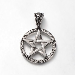 Antique Silver Trendy 304 Stainless Steel Pendants, for Jewish, Star of David, Antique Silver, 46x31.5x9.5mm, Hole: 10x5mm