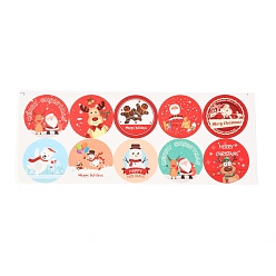 Roja Pegatinas de sellado, etiquetas adhesivas de la imagen del paster, tema de la Navidad, plano y redondo, rojo, 28x11~14x0.05 cm, 10pcs / hoja