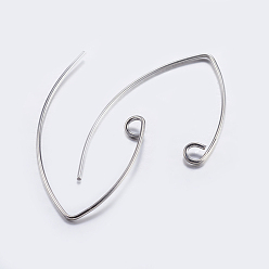 Platinum Brass Earring Hooks, Ear Wire, with Horizontal Loop, Platinum, 29x15mm, Hole: 2mm, 22 Gauge, Pin: 0.6mm, 22 Gauge, Pin: 0.6mm
