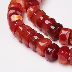 Dark Orange Natural Carnelian Agate Beads Strands, Faceted, Rondelle, Dyed, Dark Orange, 15.5x15x9mm, Hole: 1.5mm, 42pcs/strand, 15.6 inch(39.5cm)