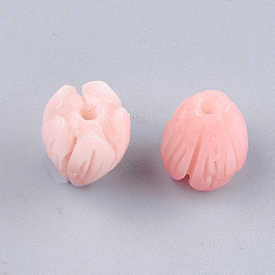 Light Salmon Synthetic Coral Beads, Dyed, Flower Bud, Light Salmon, 8.5x7mm, Hole: 1mm