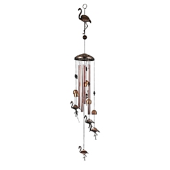 Flamingo Shape Iron Wind Chimes, Pendant Decorations, with Bell Charms, Flamingo Shape, 830~1050mm