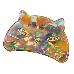 Colorful Cat Cellulose Acetate(Resin) Claw Hair Clips for Women and Girls, Colorful, 44x69mm