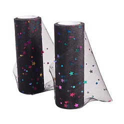Noir Rubans de maille déco à paillettes étoiles, tissu de tulle, Tissu à carreaux en tulle pour la fabrication de jupe, noir, 6 pouce (15.24 cm), à propos de 10yards / roll (9.144m / roll)