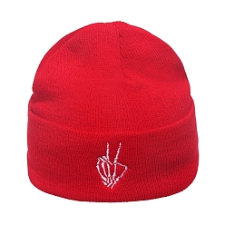 Papillon Bonnet à revers en fil de fibre de polyacrylonitrile, bonnet d'hiver en tricot pour femme, rouge, le modèle de papillon, 300x185x18mm