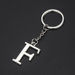 Letter F Platinum Plated Alloy Pendant Keychains, with Key Ring, Letter, Letter.F, 3.5x2.5cm