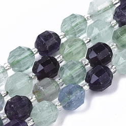 Fluorita Perlas naturales fluorita hebras, rondo, facetados, 7.5x8 mm, agujero: 1.2 mm, sobre 18~20 unidades / cadena, 7.48 pulgada (19 cm)