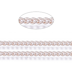 Rose Gold Brass Twisted Chains, Curb Chains, Unwelded, with Spool, Cadmium Free & Nickel Free & Lead Free, Rose Gold, 2x1.5x1mm, about 301.83 Feet(92m)/roll