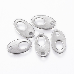 Stainless Steel Color 201 Stainless Steel Chain Tabs, Chain Extender Connectors, Oval, Stainless Steel Color, 12x7x0.8mm, Hole: 1.2mm