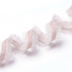 Rose Brumeux Ruban élastique en nylon, avec de la dentelle, pour la fabrication de bijoux, rose brumeuse, 1 pouces (25 mm), 50yards / roll (45.72m / roll)