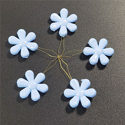 Light Sky Blue Steel Sewing Needle Devices, Threader, Thread Guide Tool, with Plastic Flower, Light Sky Blue, 45mm
