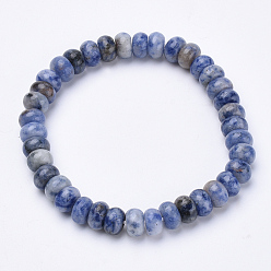 Jaspe Avec Point Bleu Bracelets extensibles en perles de jaspe avec des taches bleues naturelles, abaque, 2-1/4 pouces ~ 2-1/4 pouces (56~58 mm)