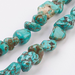 Light Sea Green Natural Magnesite Beads Strands, Dyed & Heated, Nuggets, Light Sea Green, 5~13x5~10x4~9mm, Hole: 1mm, about 43pcs/strand, 15.5 inch