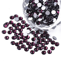 Amethyst Glass Flat Back Rhinestone Cabochons, Back Plated, Faceted Half Round, Amethyst, SS12, 3~3.2x1.5mm, about 1440pcs/bag