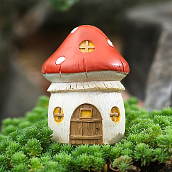 Brown Resin Mushroom House Figurines Display Decorations, Micro Landscape Garden Decoration, Brown, 57x74mm
