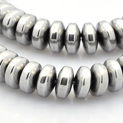 Plaqué Gris Brins de perles rondelles en hématite synthétique non-magnétique grade aaa, platinée, 6x2.5mm, Trou: 1mm, Environ 89 pcs/chapelet, 9.8 pouce