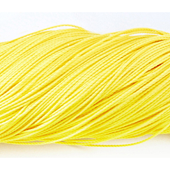 Желтый Круглый вощеный полиэфирный шнур, тайваньский вощеный шнур, витой шнур, желтые, 1 мм, около 415.57 ярдов (380 м) / пачка