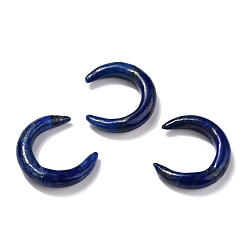 Lapis Lazuli Natural Lapis Lazuli Beads, No Hole, for Wire Wrapped Pendant Making, Double Horn/Crescent Moon, 31x28x6.5mm