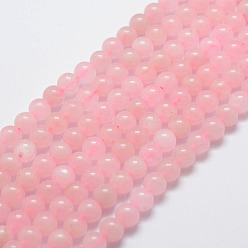 Розовый Кварц Природного розового кварца нитей бисера, круглые, 6 мм, отверстие : 1 мм, около 31 шт / нитка, 7.4 дюйм (19 см)