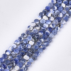 Sodalite Natural Sodalite Beads Strands, Faceted, Flat Round, 4~4.5x2.5~3mm, Hole: 0.8mm, about 88~89pcs/strand, 14.9 inch~15.1 inch