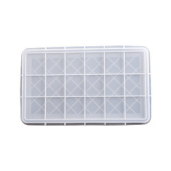 White Rectangle with Rhombus Pattern Silicone Tray Molds with Edges, Resin Casting Molds, For UV Resin, Epoxy Resin Craft Making, DIY Jewelry Plate Box Candle Holder Container, White, 179x299x11mm