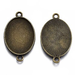 Bronze Antique Alliage ovale style tibétain supports de connecteur de cabochon, sans cadmium et sans nickel et sans plomb, bronze antique, plateau: 25x18 mm, 34x20.5x2 mm, trou: 2 mm, environ 370 pcs / 1000 g