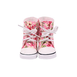 Hot Pink Cloth Doll Shoes, High Top Canvas Sneaker for 14 inch American Girl Dolls Accessories, Hot Pink, 54x32x58mm