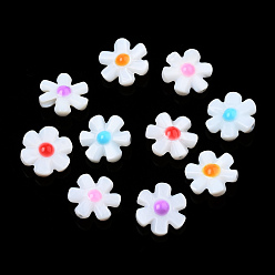 Mixed Color Natural Freshwater Shell Enamel Beads, Flower, Mixed Color, 12x12x4mm, Hole: 0.8mm